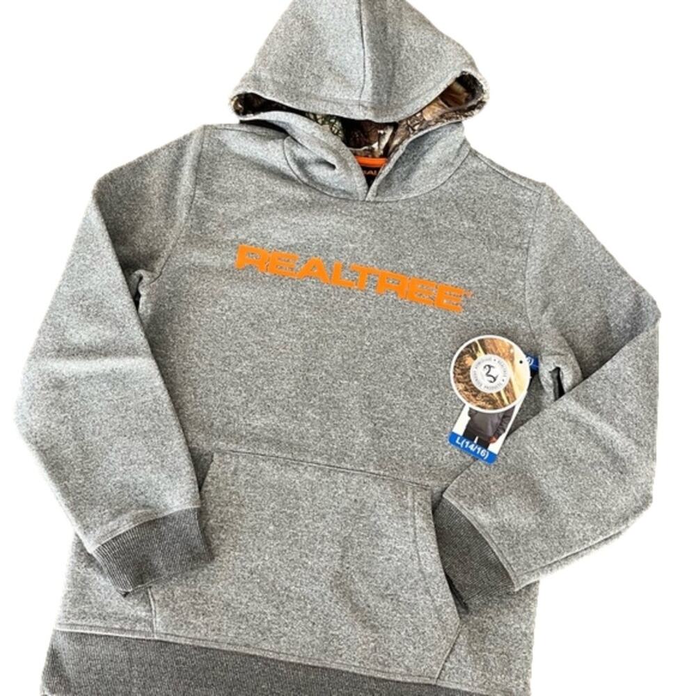 Realtree Boys Youth Hoodie Sweatshirt Camouflage Hunting Gray Size Large NWT